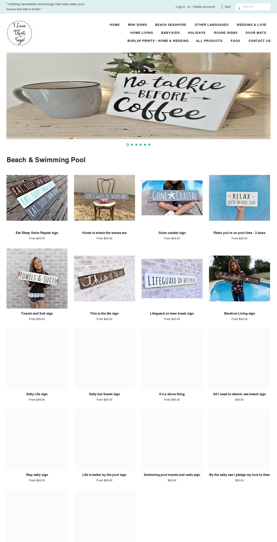 ilovethatsign.com — Shopify storefront screenshot