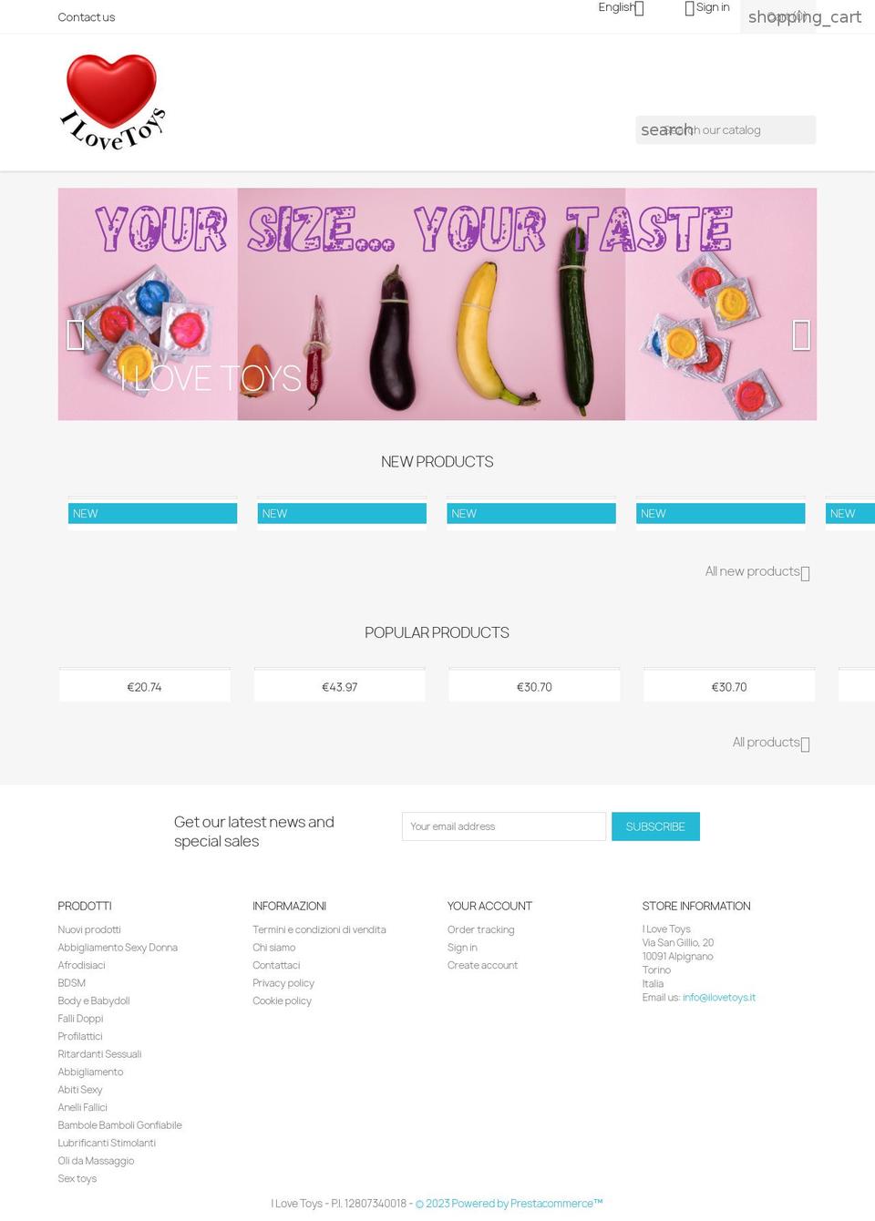 ilovetoys.it shopify website screenshot