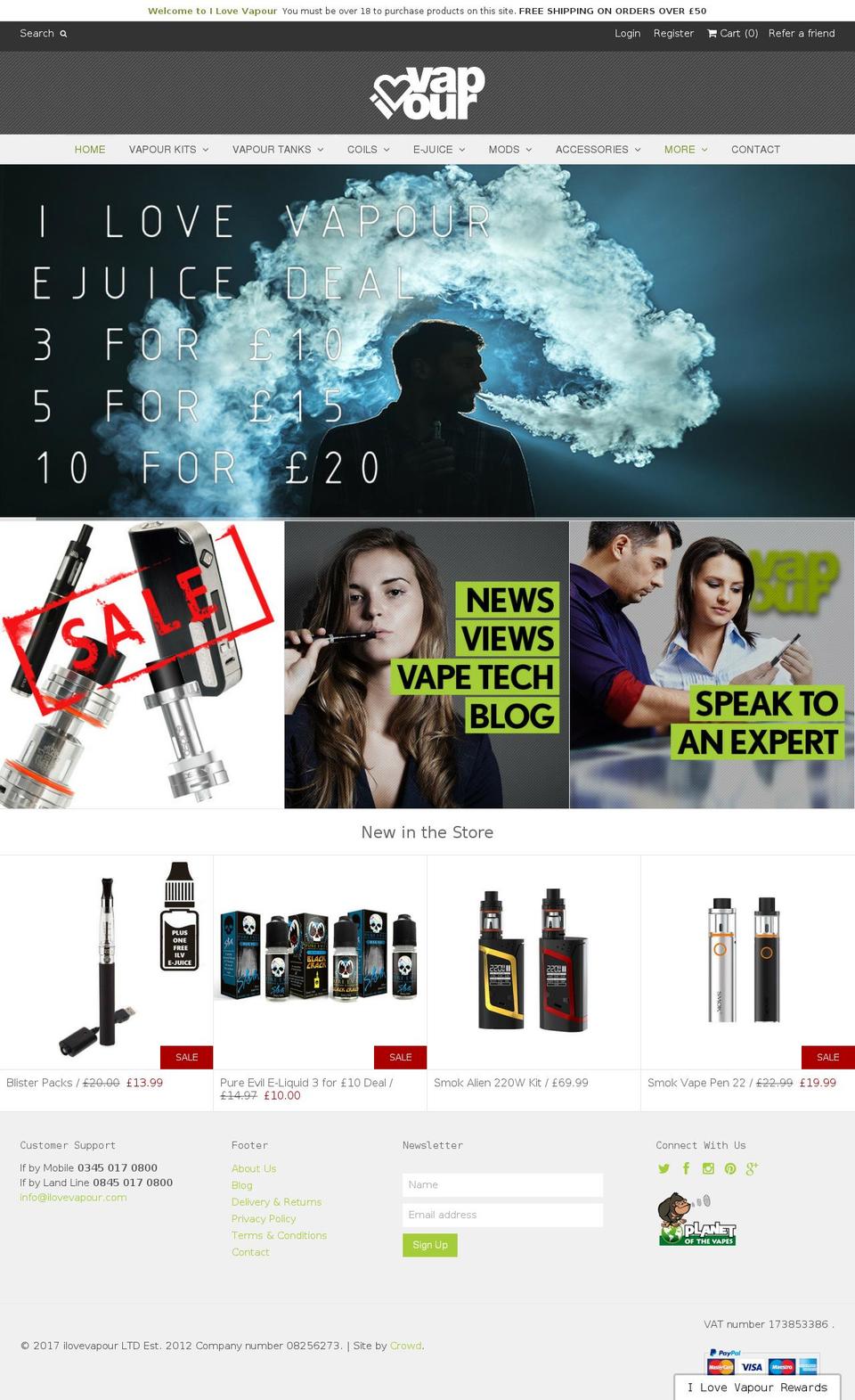 ilovevapour.com shopify website screenshot