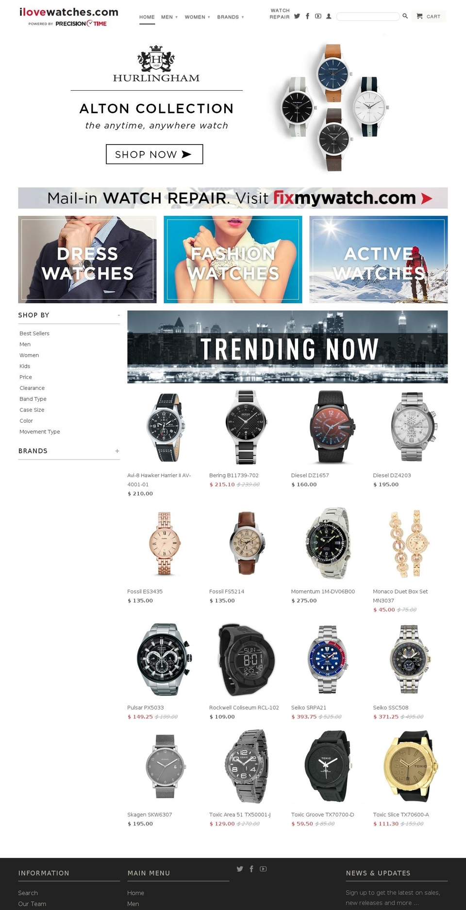 Retina Shopify theme site example ilovewatches.com
