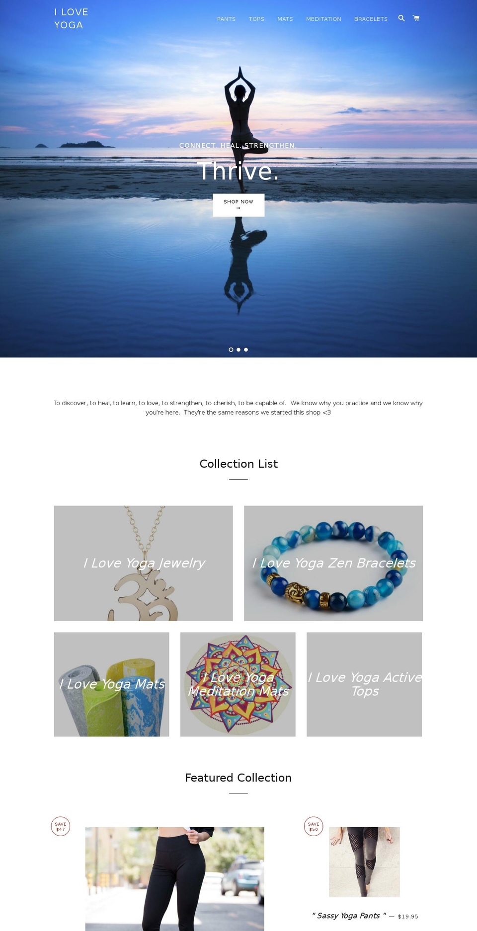 iloveyoga.net shopify website screenshot