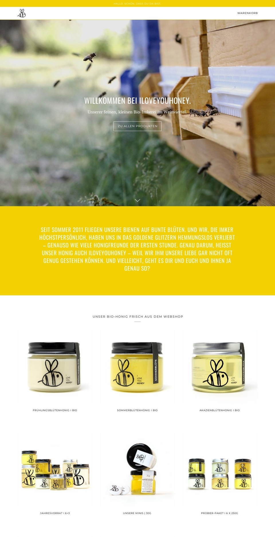 iloveyouhoney.at shopify website screenshot