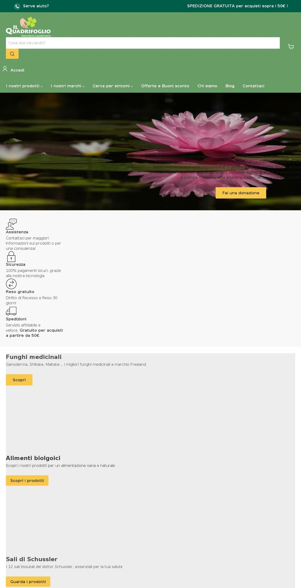 ilquadrifoglioerboristeria.it shopify website screenshot