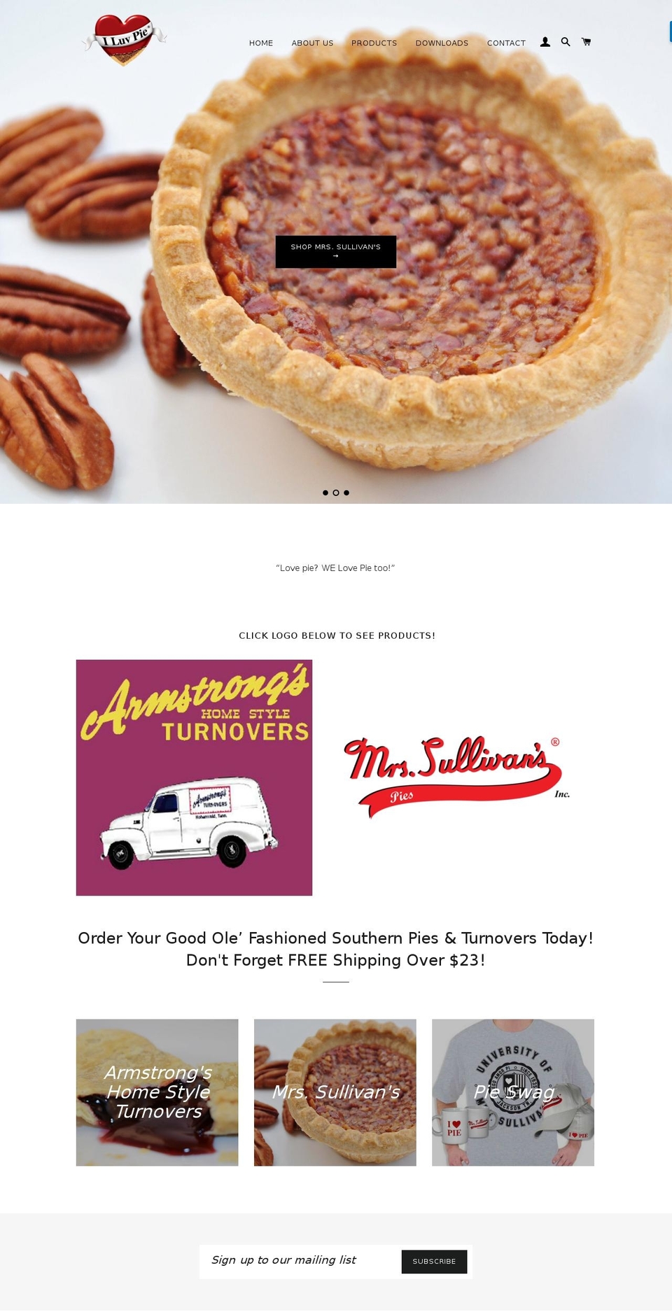 iluvpie.org shopify website screenshot