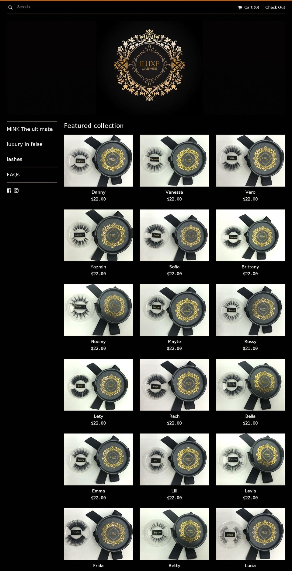 iluxelashes.com — Shopify storefront screenshot