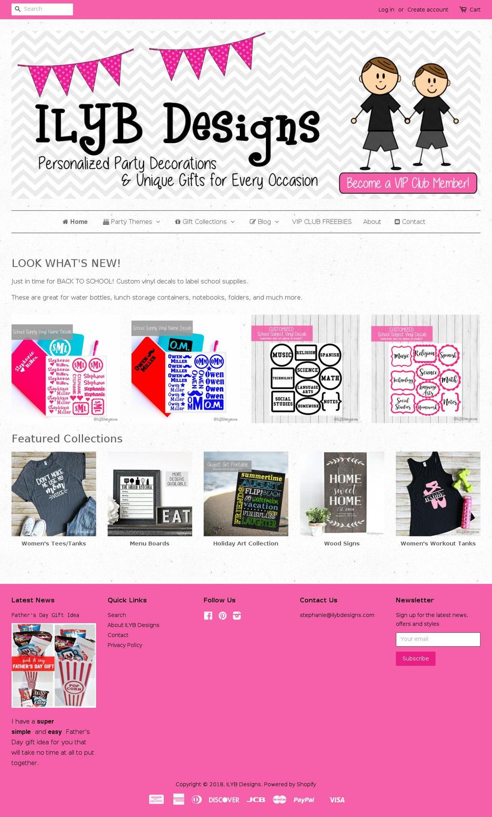 ilybdesigns.com — Shopify storefront screenshot