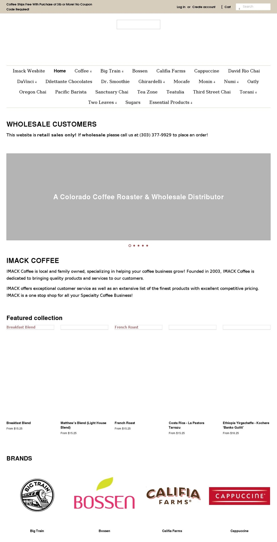 imack-coffee.myshopify.com shopify website screenshot