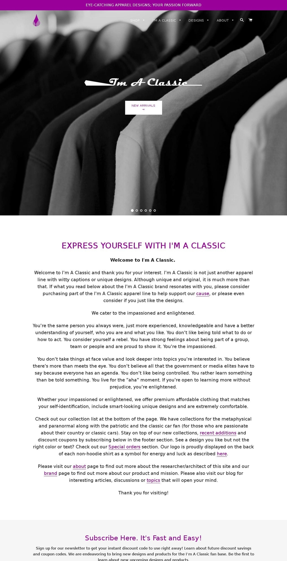 imaclassic.com — Shopify storefront screenshot