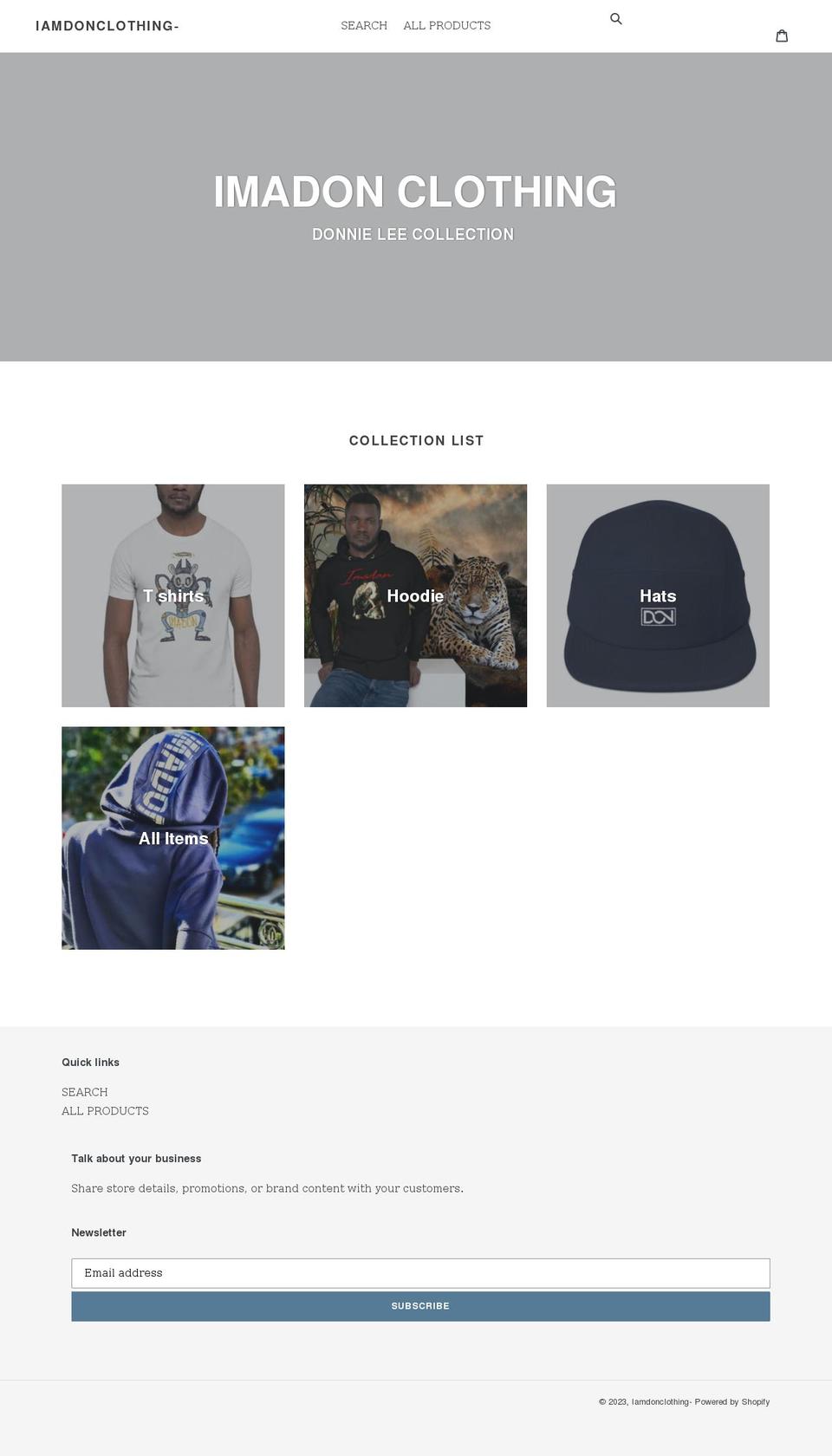 imadonclothing.com — Shopify storefront screenshot