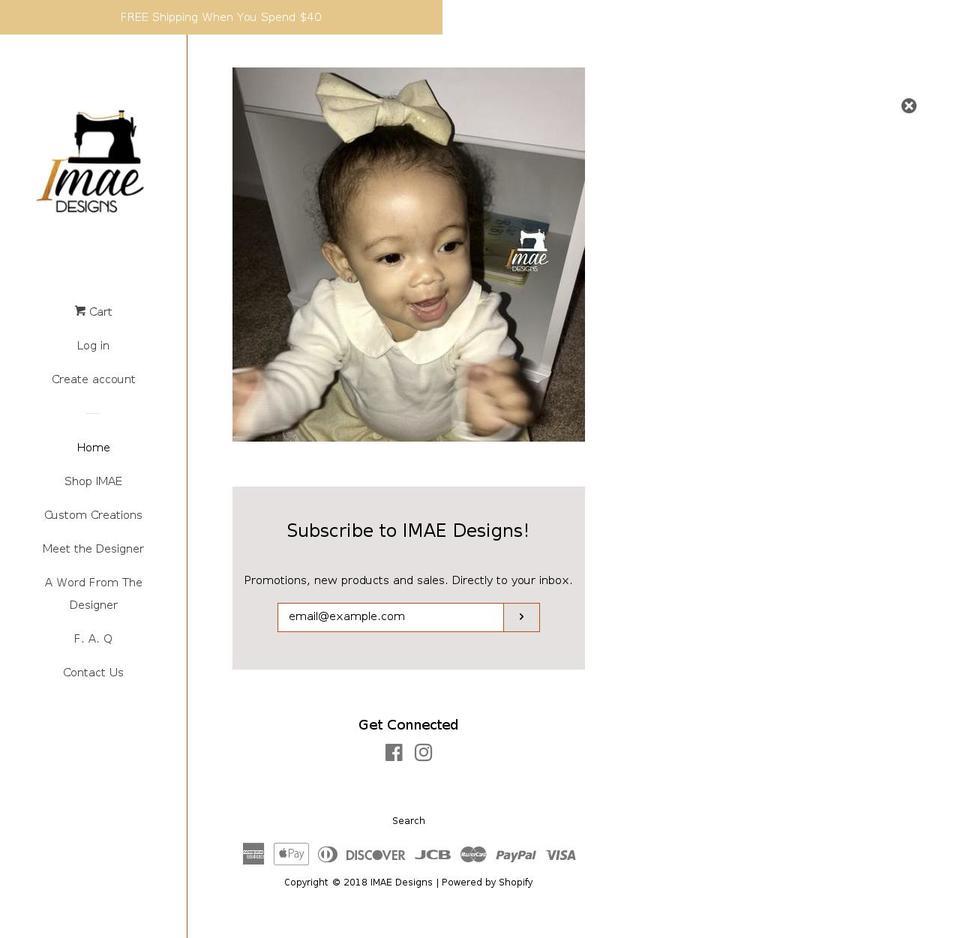 imaedesigns.com — Shopify storefront screenshot