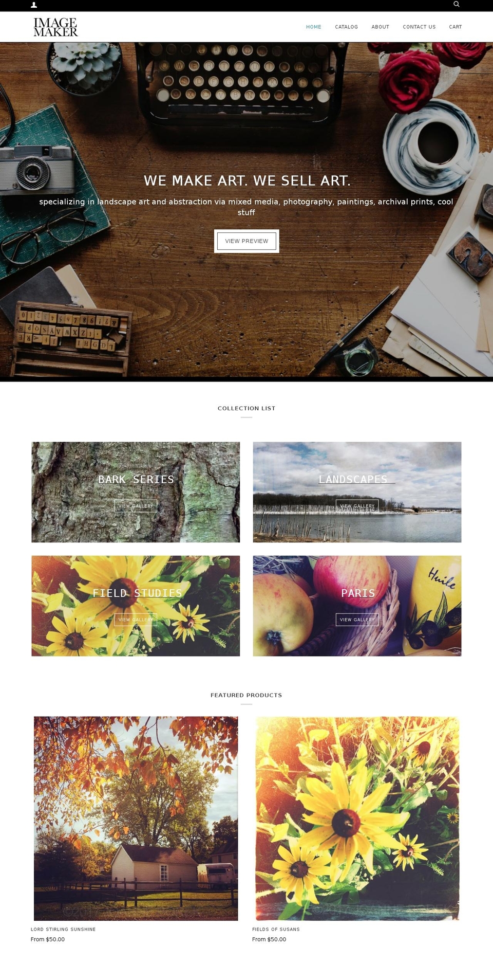 imagemakergallery.com shopify website screenshot