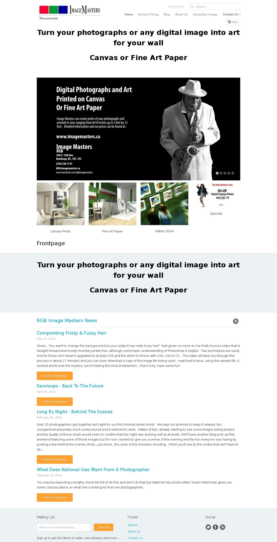 imagemasters.ca shopify website screenshot