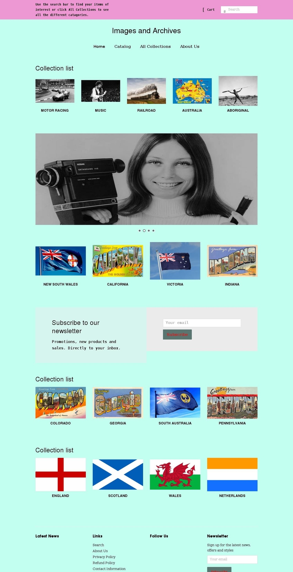 imagesandarchives.com shopify website screenshot