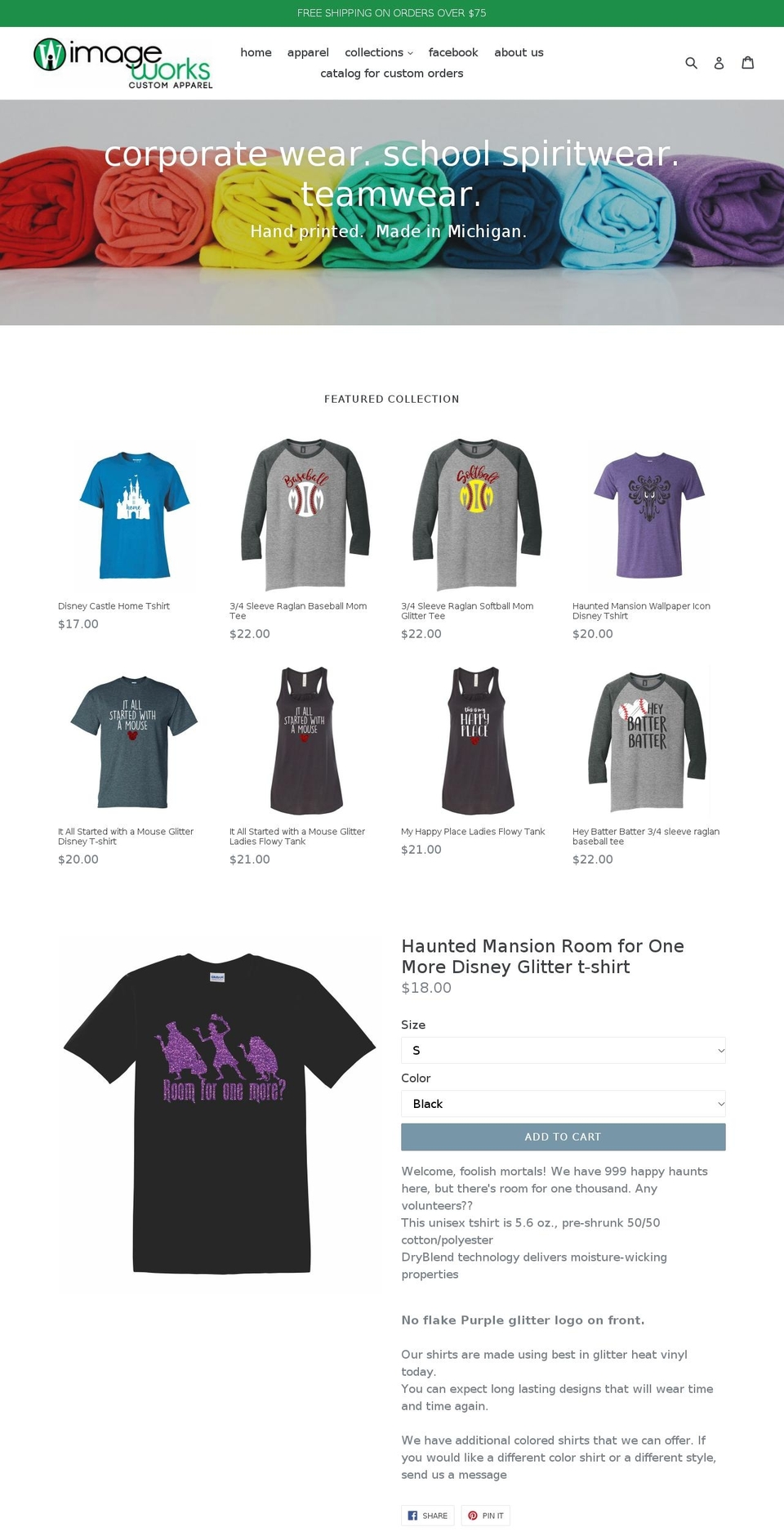 imageworksapparel.com shopify website screenshot