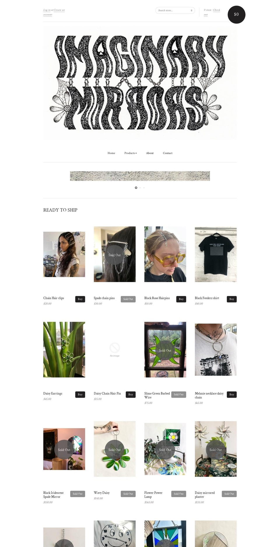 imaginarymirrors.com shopify website screenshot