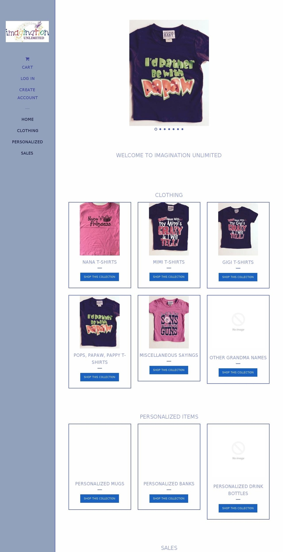 imaginationunlimited.net shopify website screenshot
