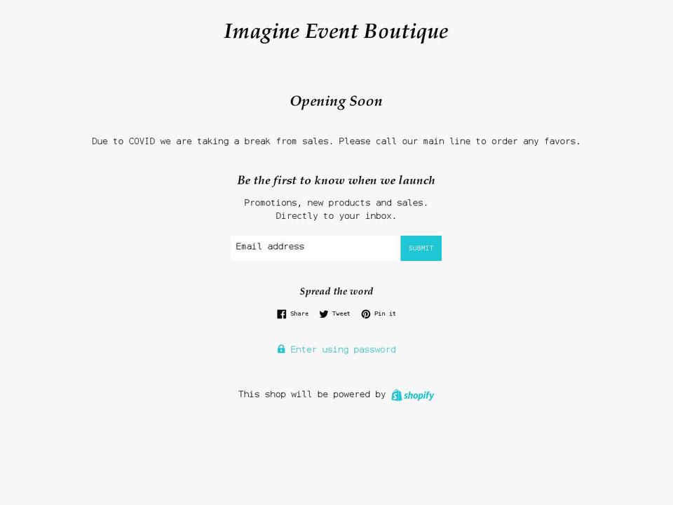 imagine-your-custom-event-boutique.myshopify.com shopify website screenshot