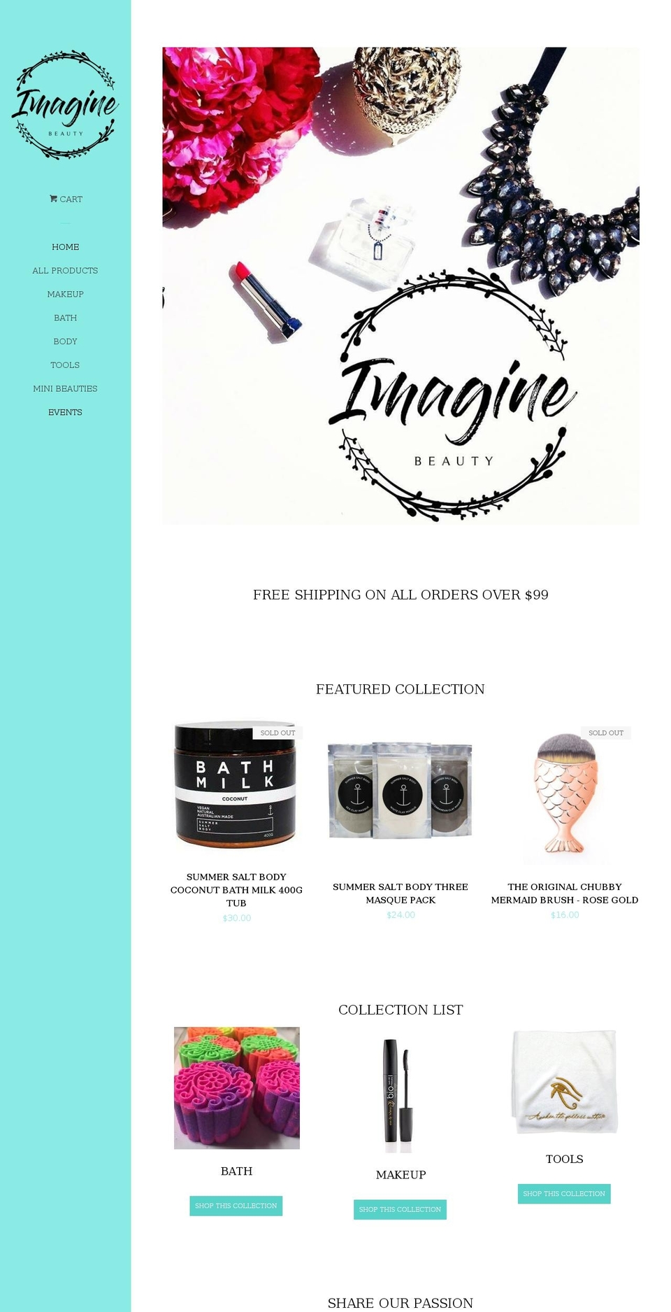 imaginebeauty.com.au shopify website screenshot