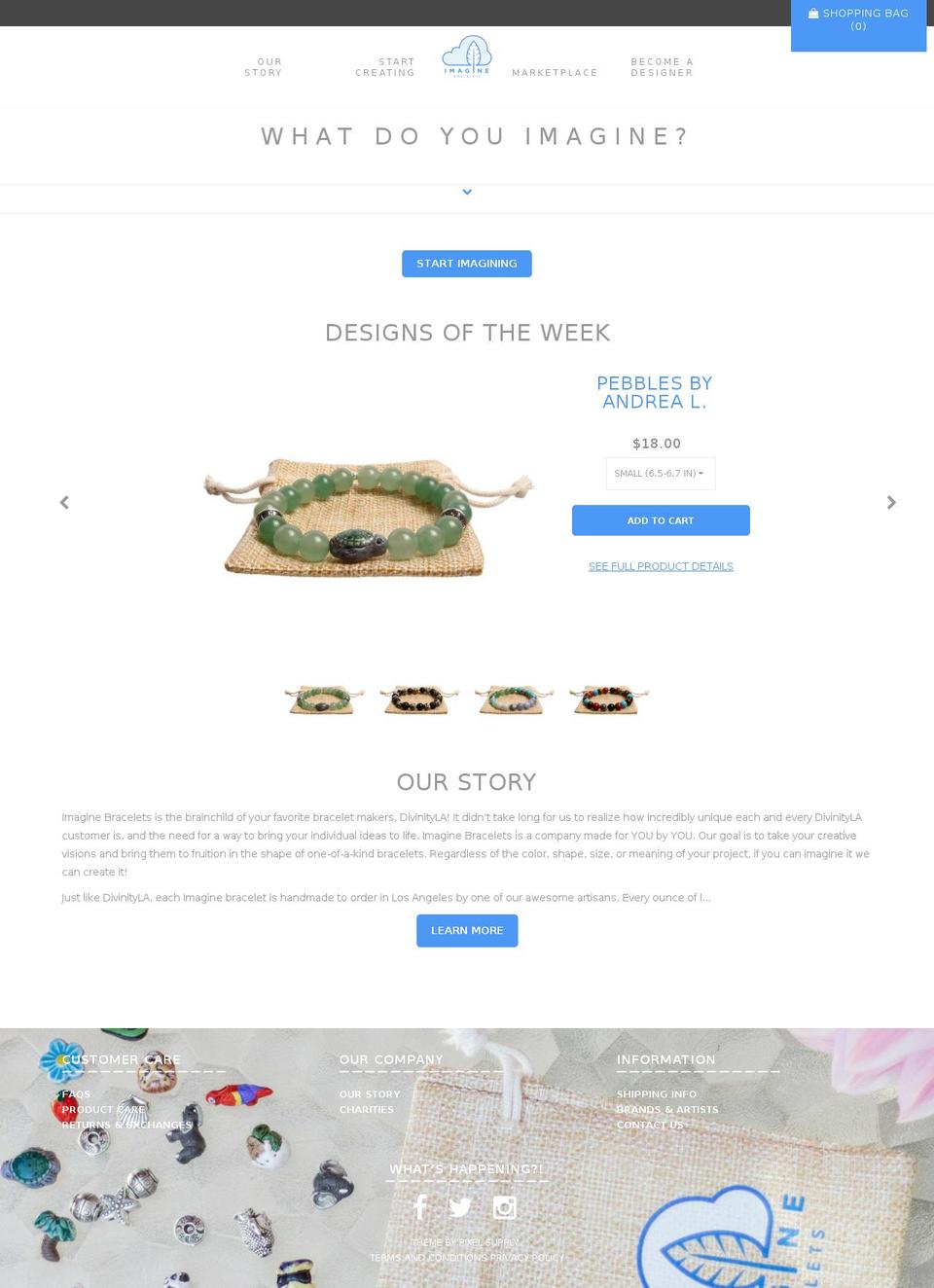 imaginebracelets.com shopify website screenshot