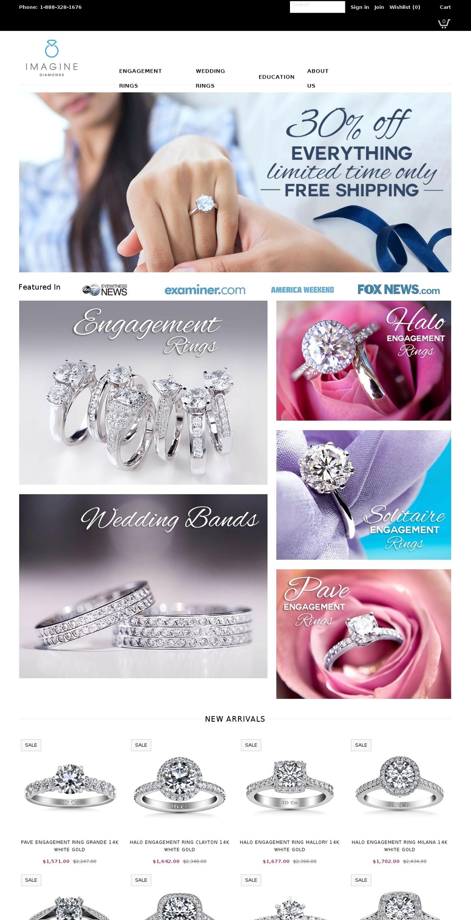 imaginediamonds.com shopify website screenshot