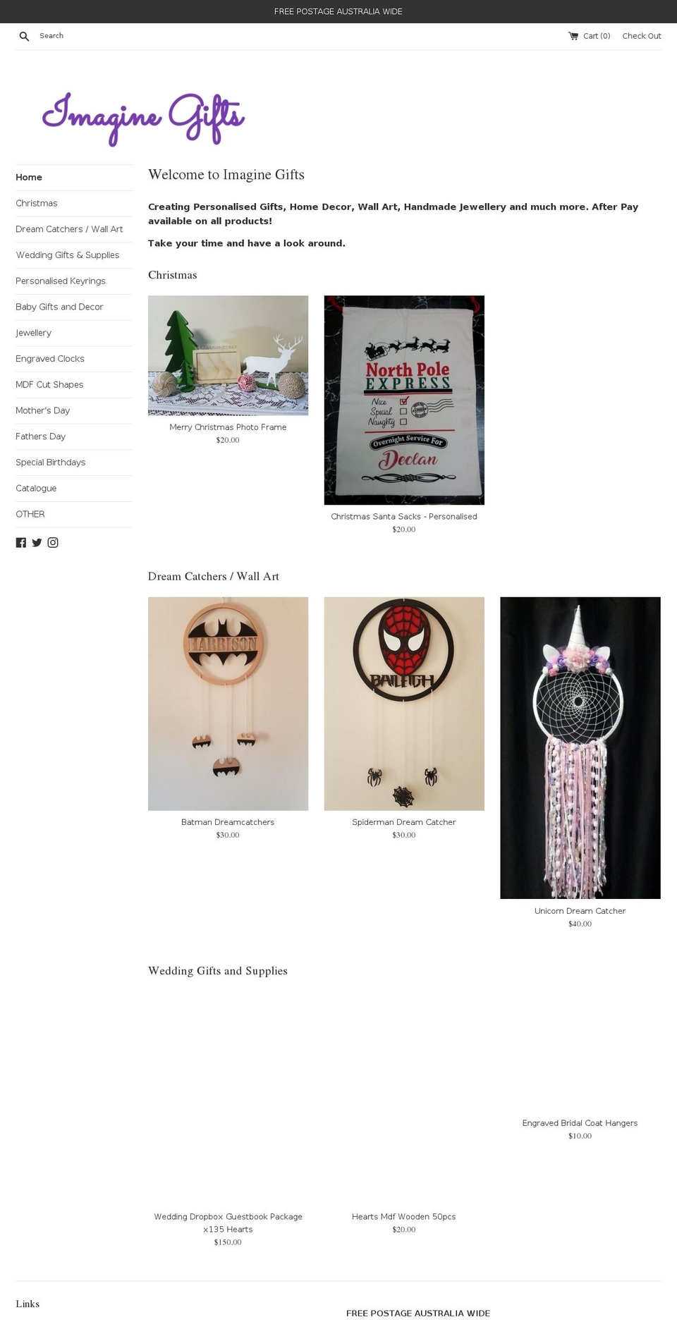imaginegifts.net shopify website screenshot
