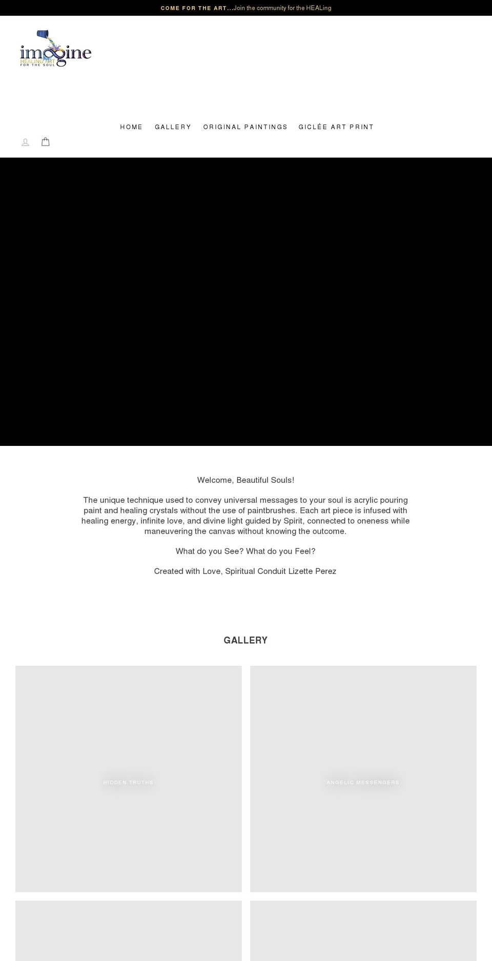 imaginehealingart.com shopify website screenshot