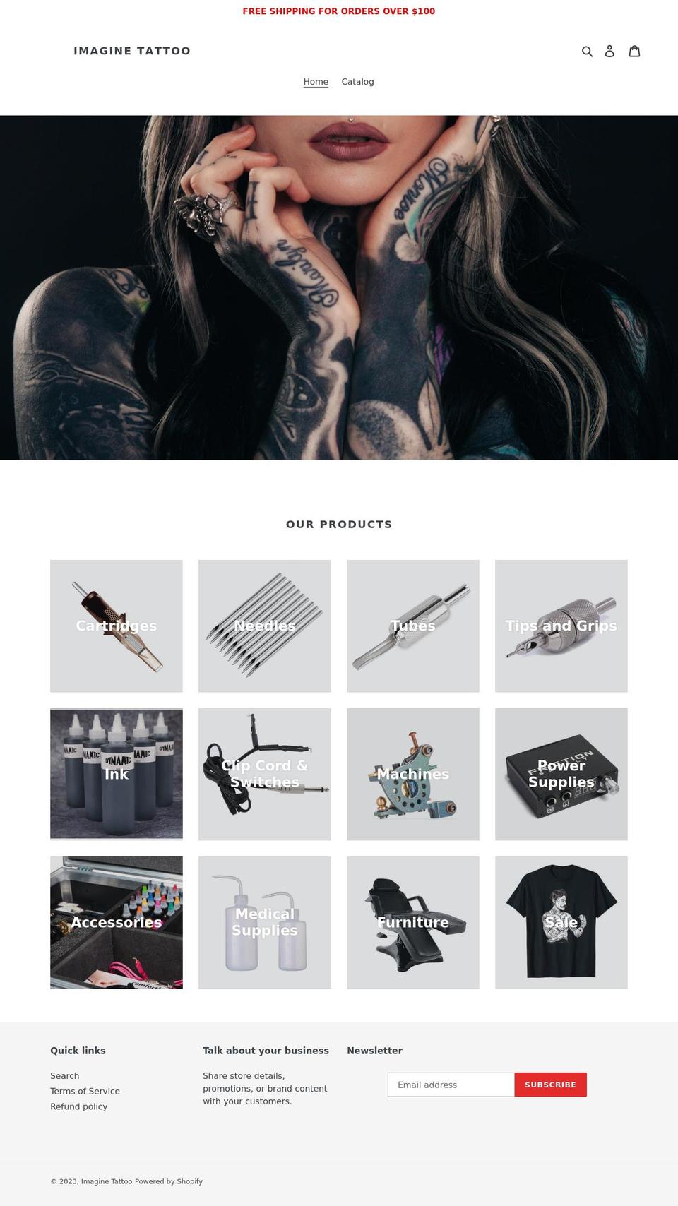 imaginetattoo.com shopify website screenshot
