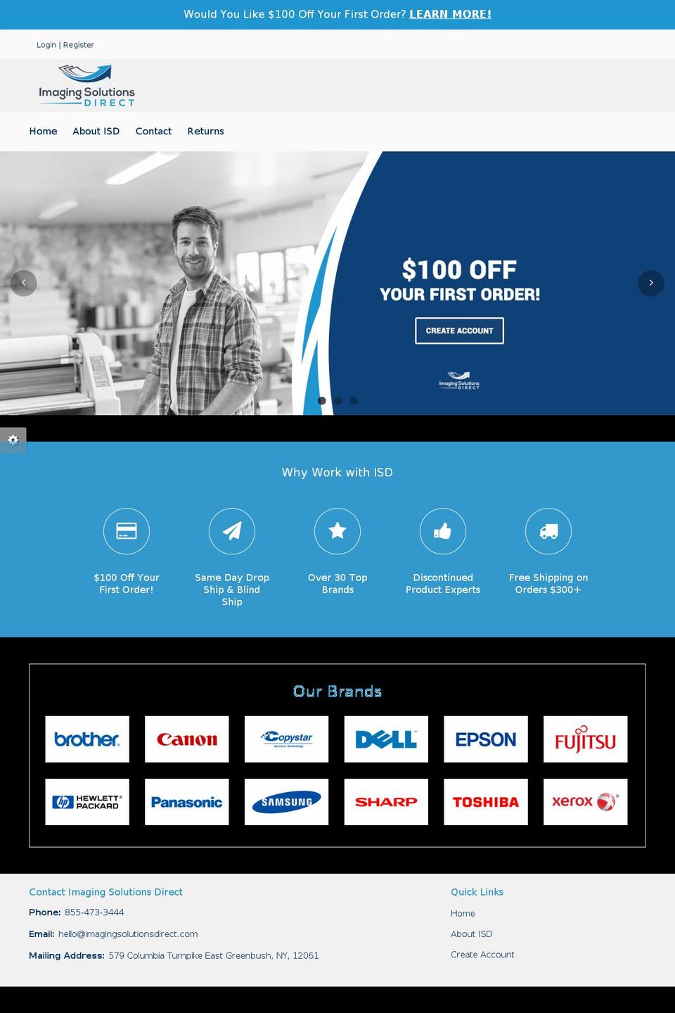 imagingsolutionsdirect.com shopify website screenshot