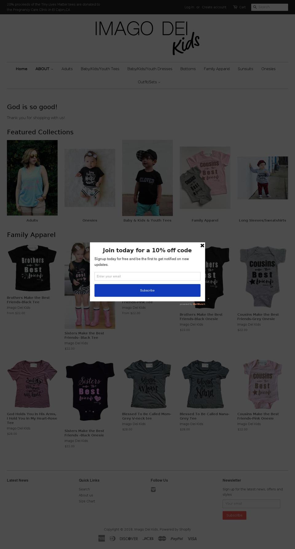 imagodeikids.com — Shopify storefront screenshot