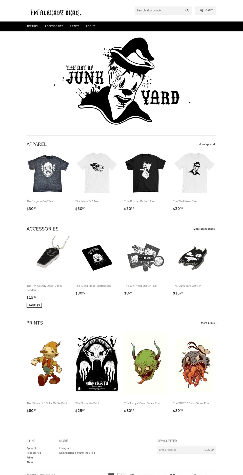 imalreadydead.com shopify website screenshot