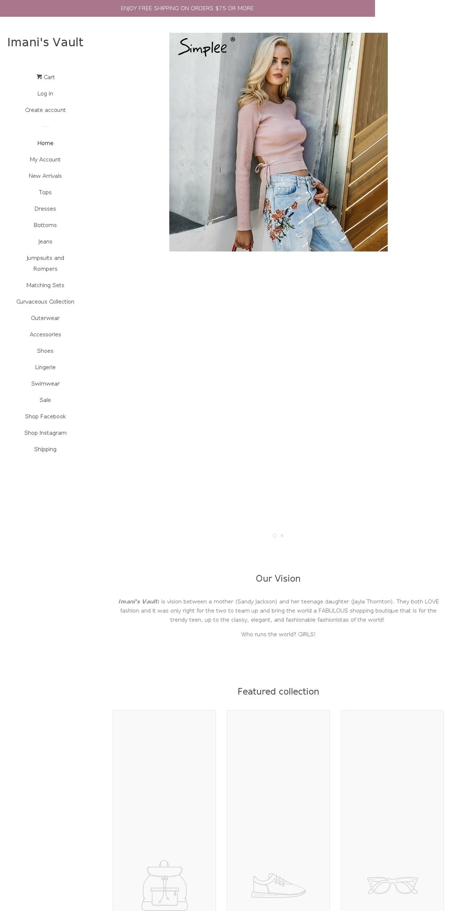 imanisvault.com — Shopify storefront screenshot