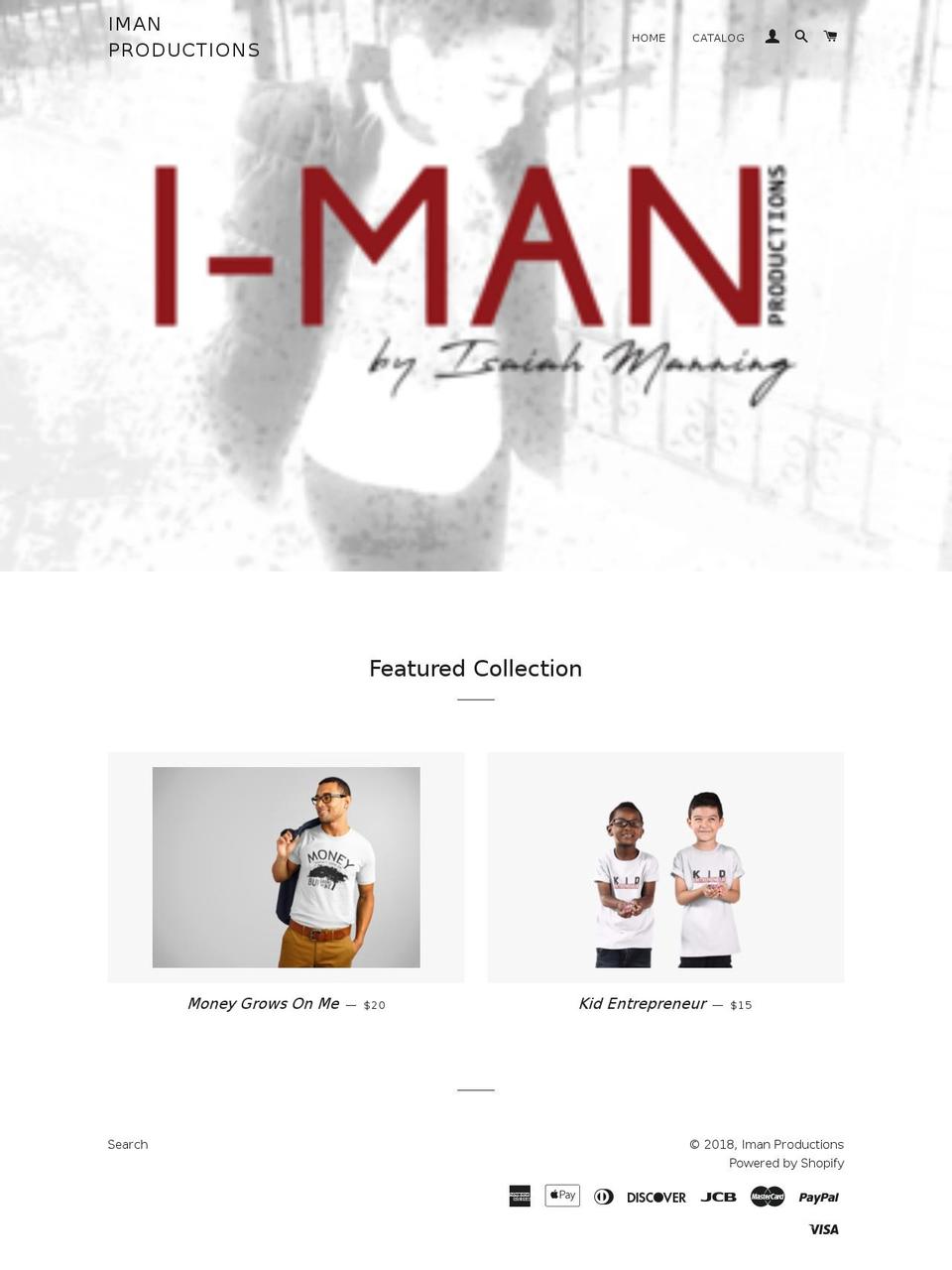 imanproductions.com — Shopify storefront screenshot