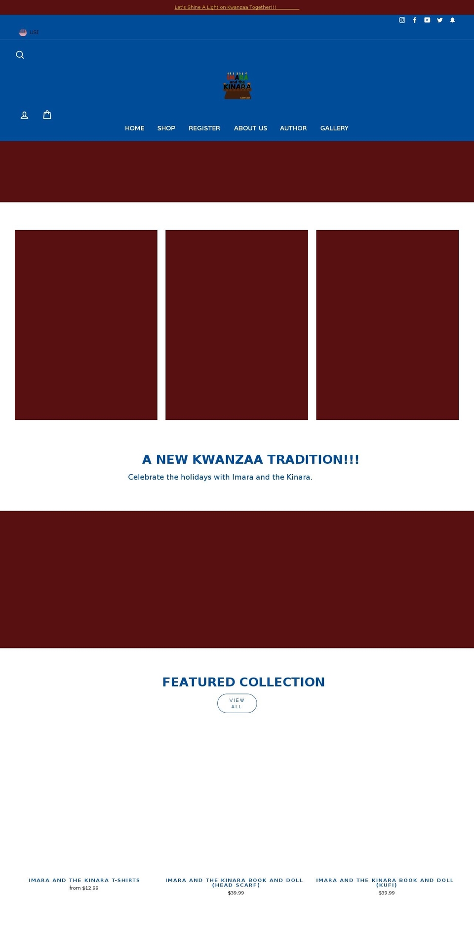 imaraandthekinara.com shopify website screenshot