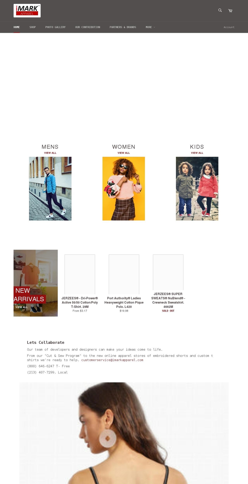 imarkapparel.com shopify website screenshot