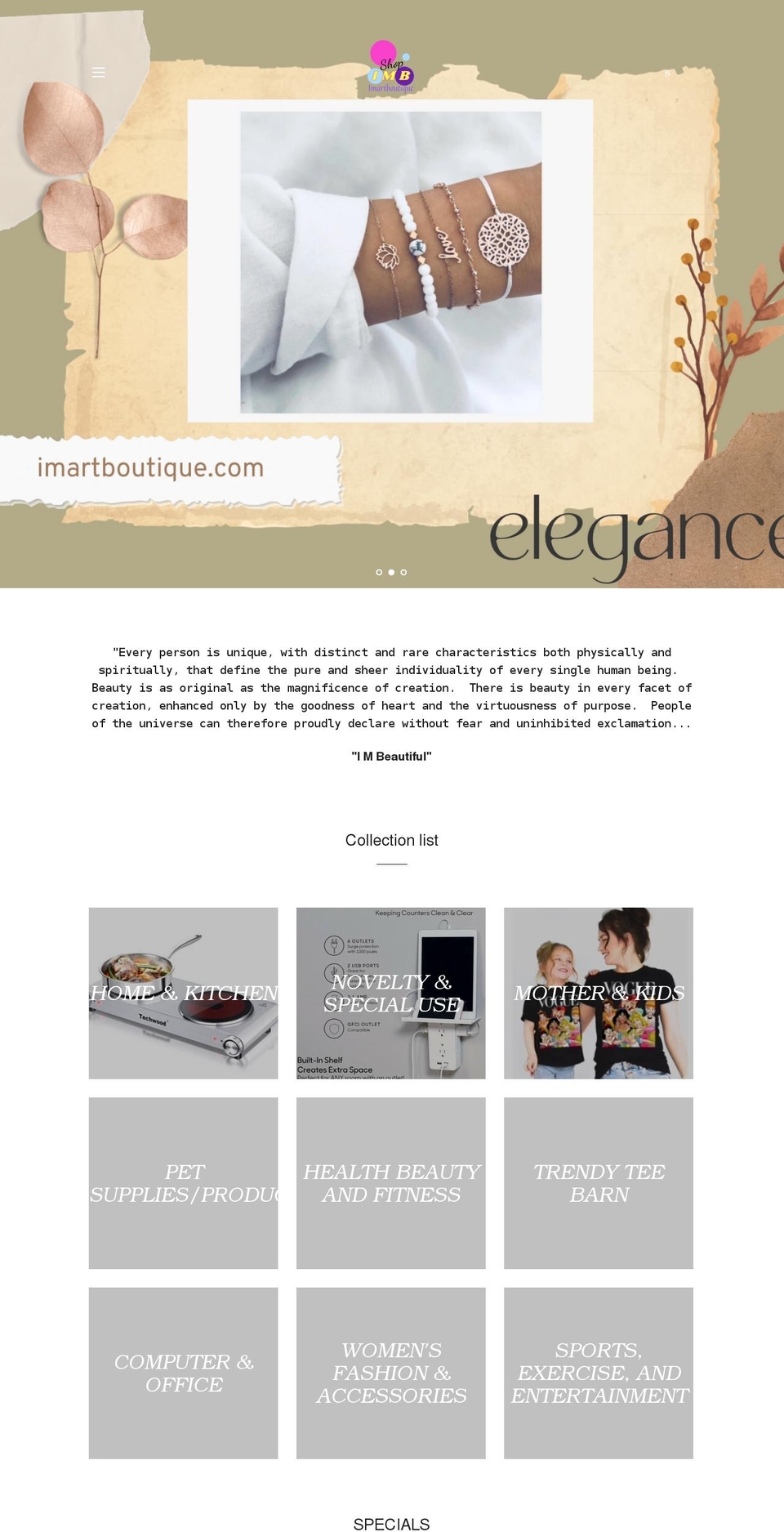 imartboutique.com shopify website screenshot