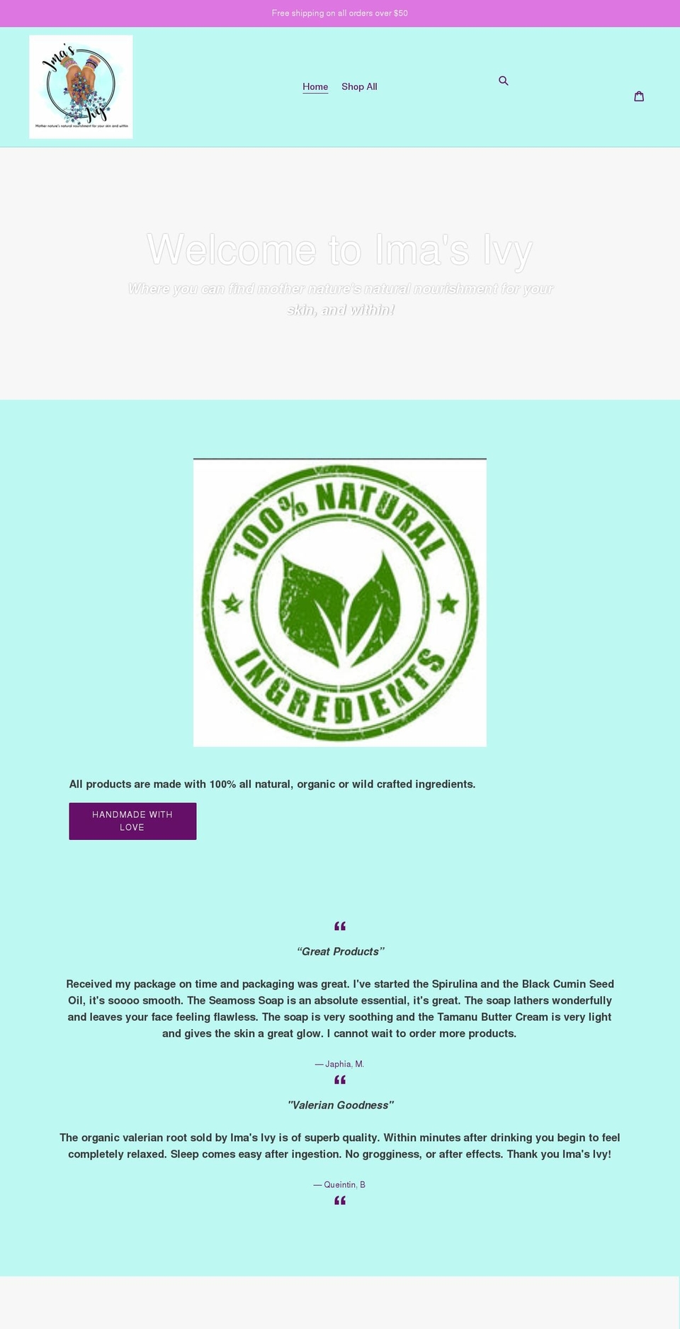 imasivy.com shopify website screenshot