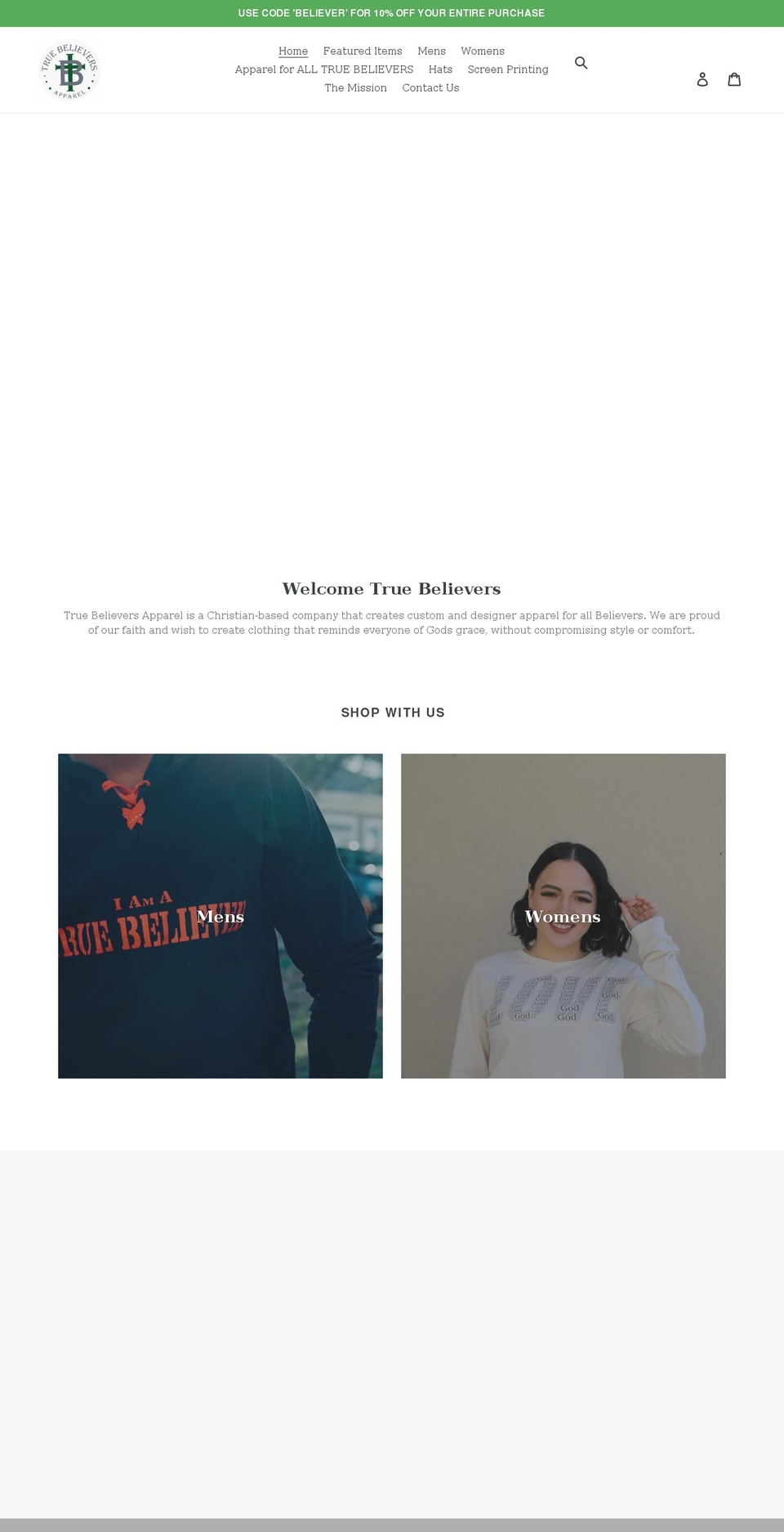 imatruebeliever.com shopify website screenshot