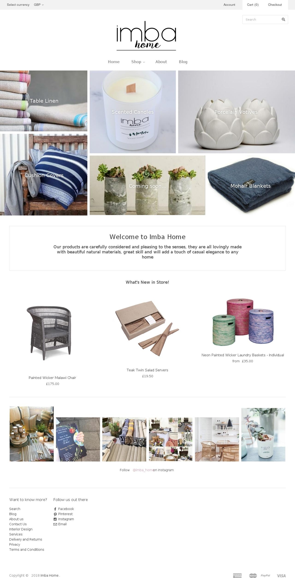 imbahome.com shopify website screenshot