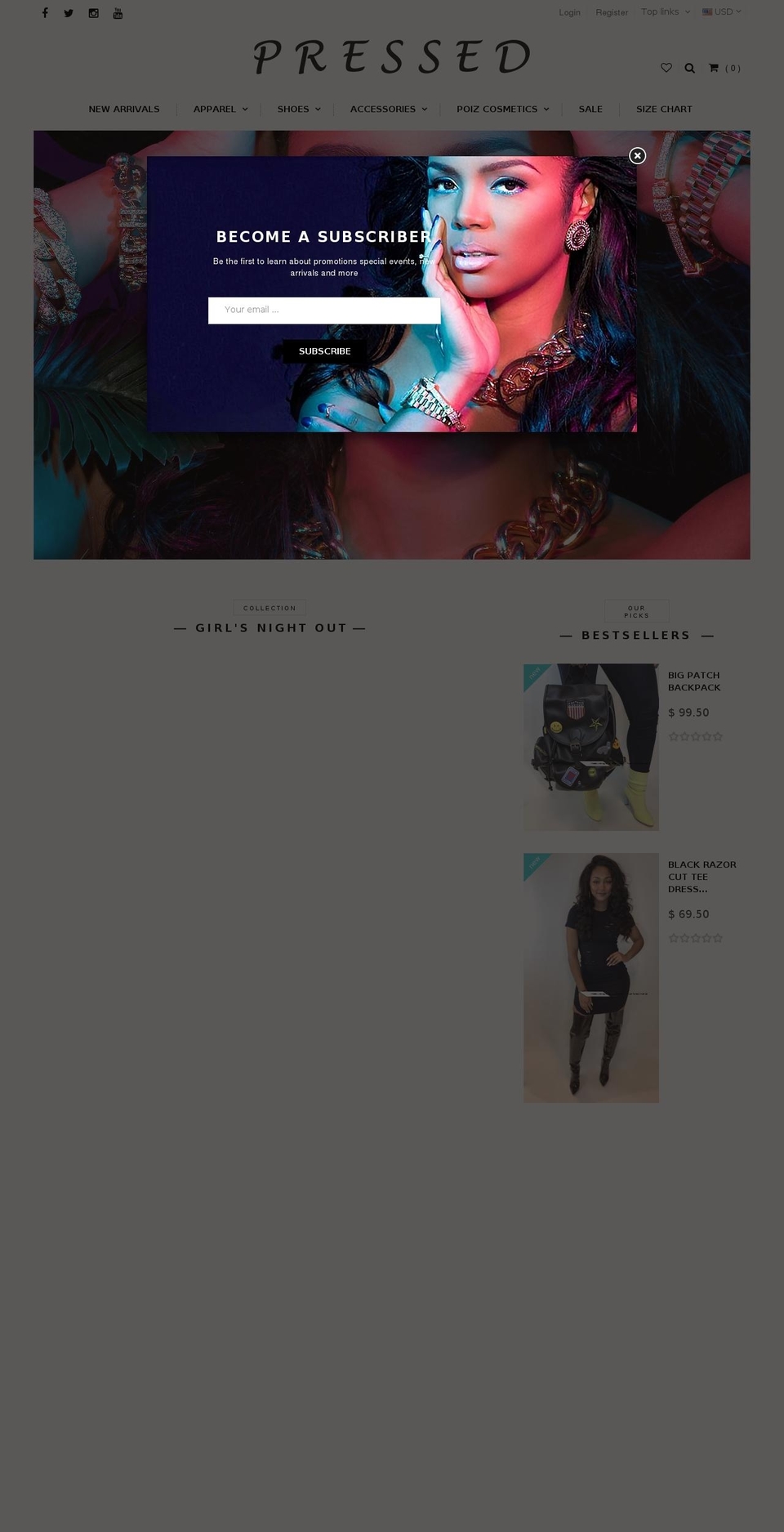 Pressed Shopify theme site example imbossy.com