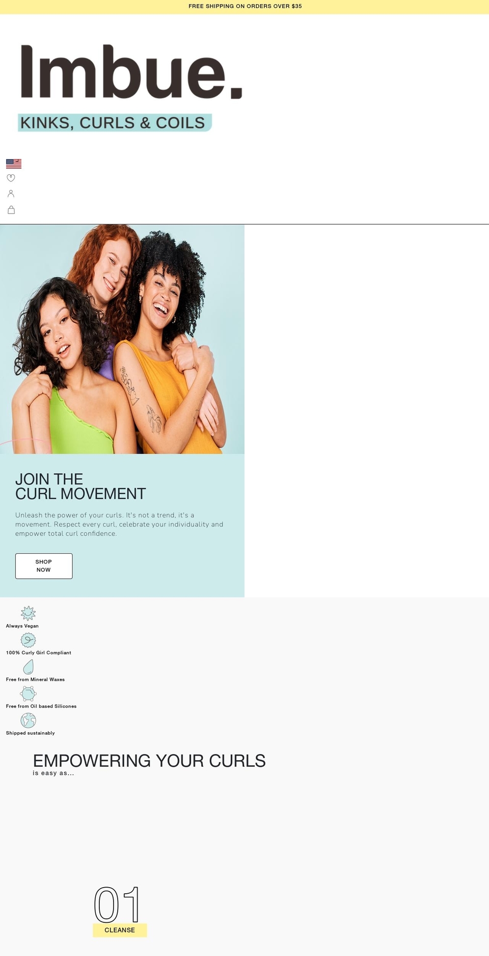 imbuecurls.com shopify website screenshot