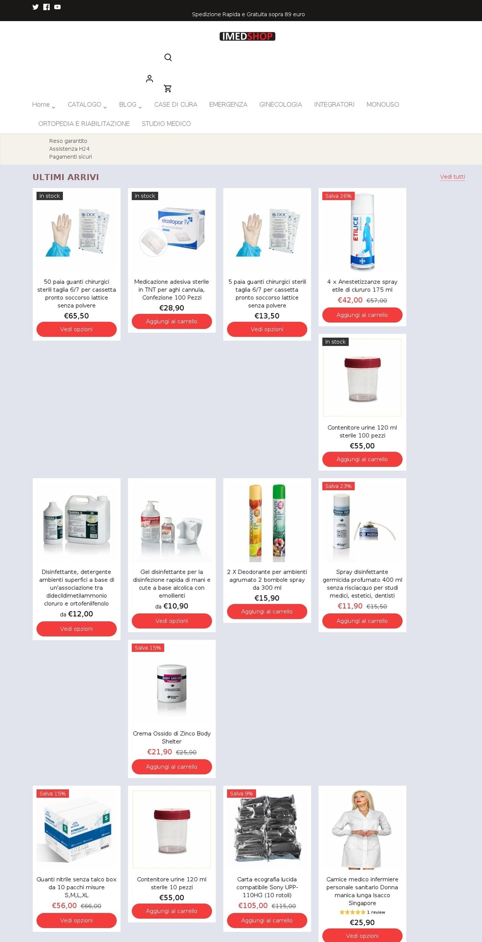 imedshop.it shopify website screenshot