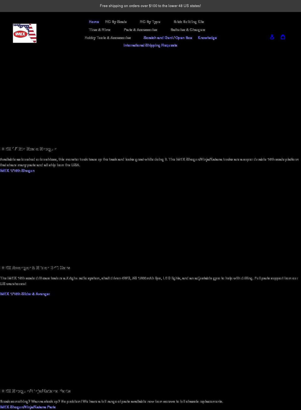 imexrc.com shopify website screenshot