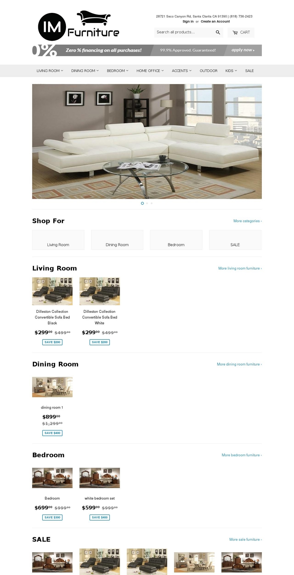 imfurniturestore.com — Shopify storefront screenshot