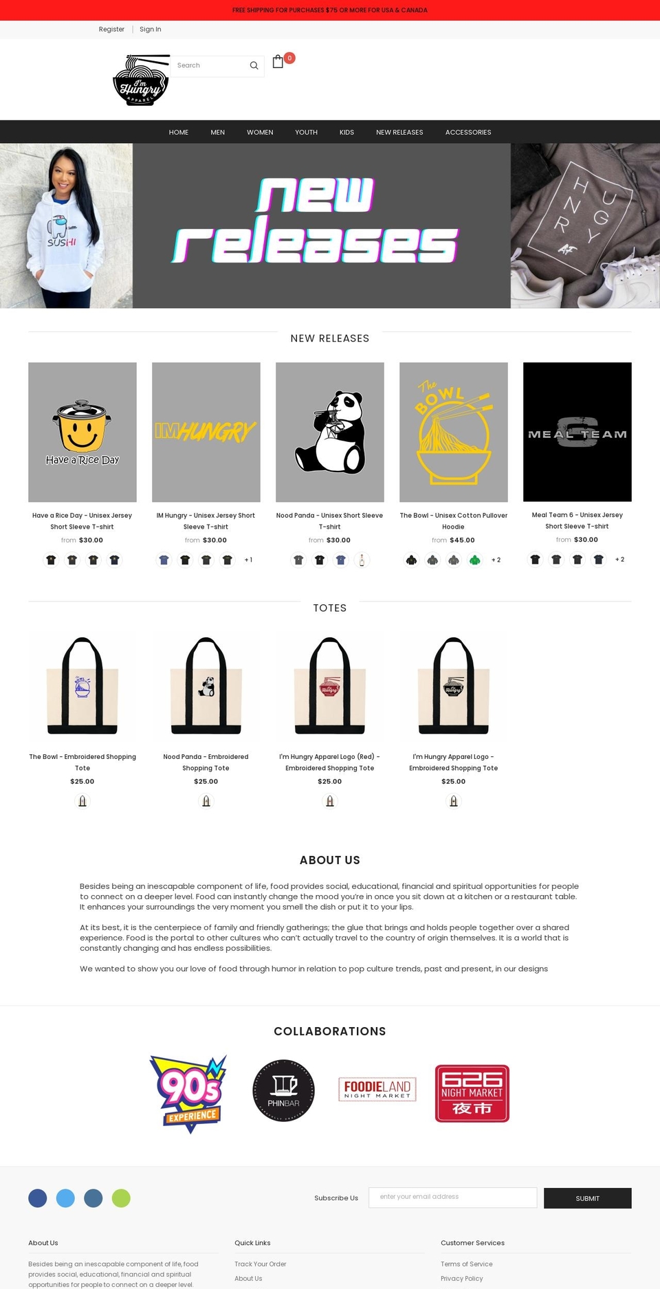 imhungryapparel.com shopify website screenshot