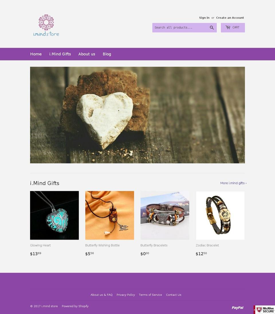 imindstore.com shopify website screenshot