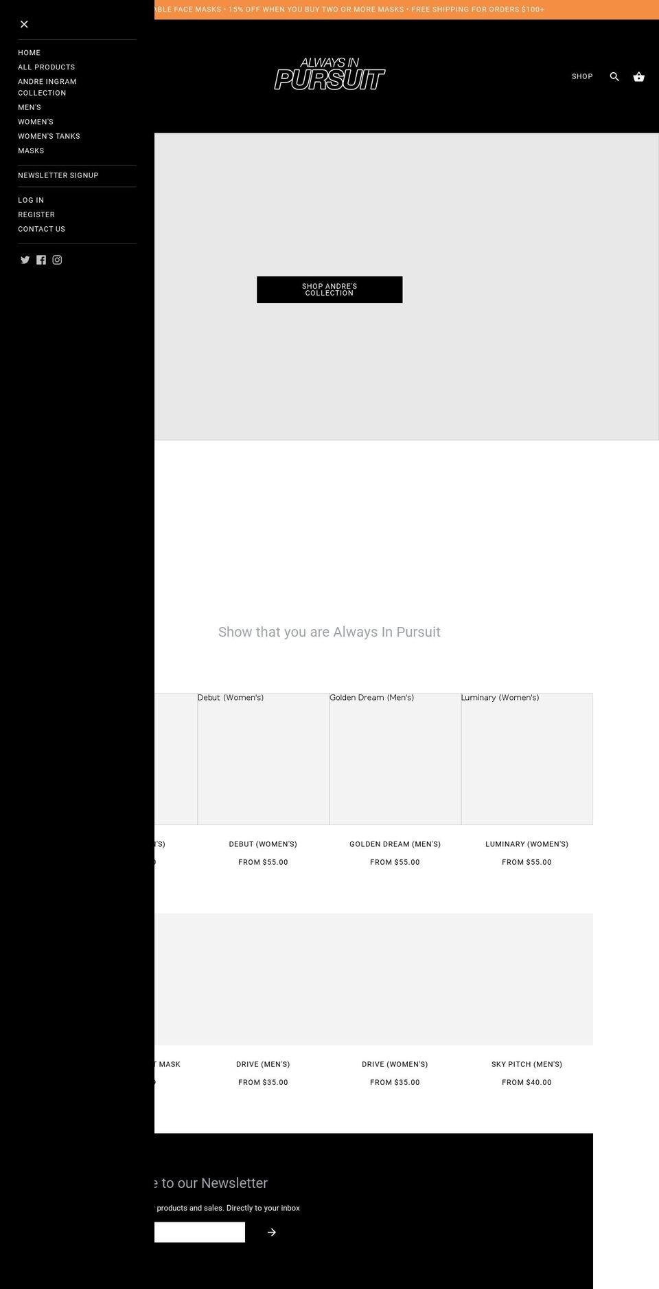 iminpursuit.com — Shopify storefront screenshot