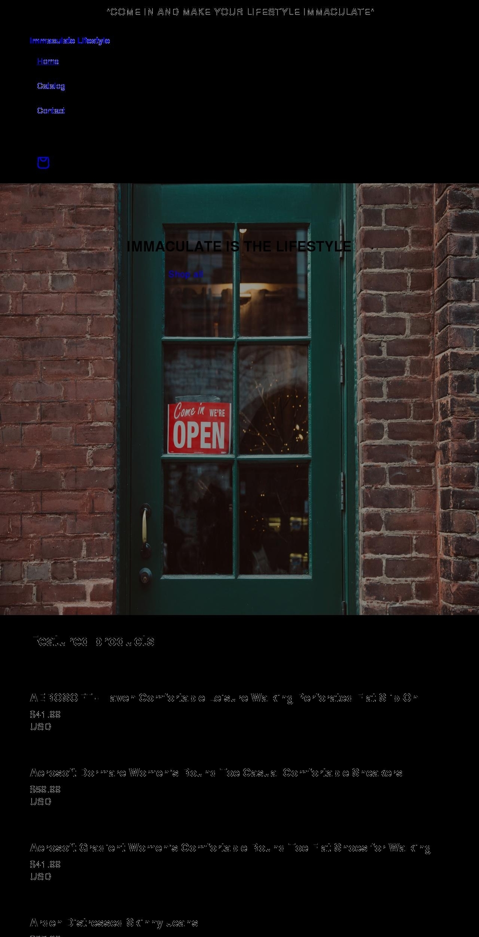 immaculatelifestyle.com shopify website screenshot
