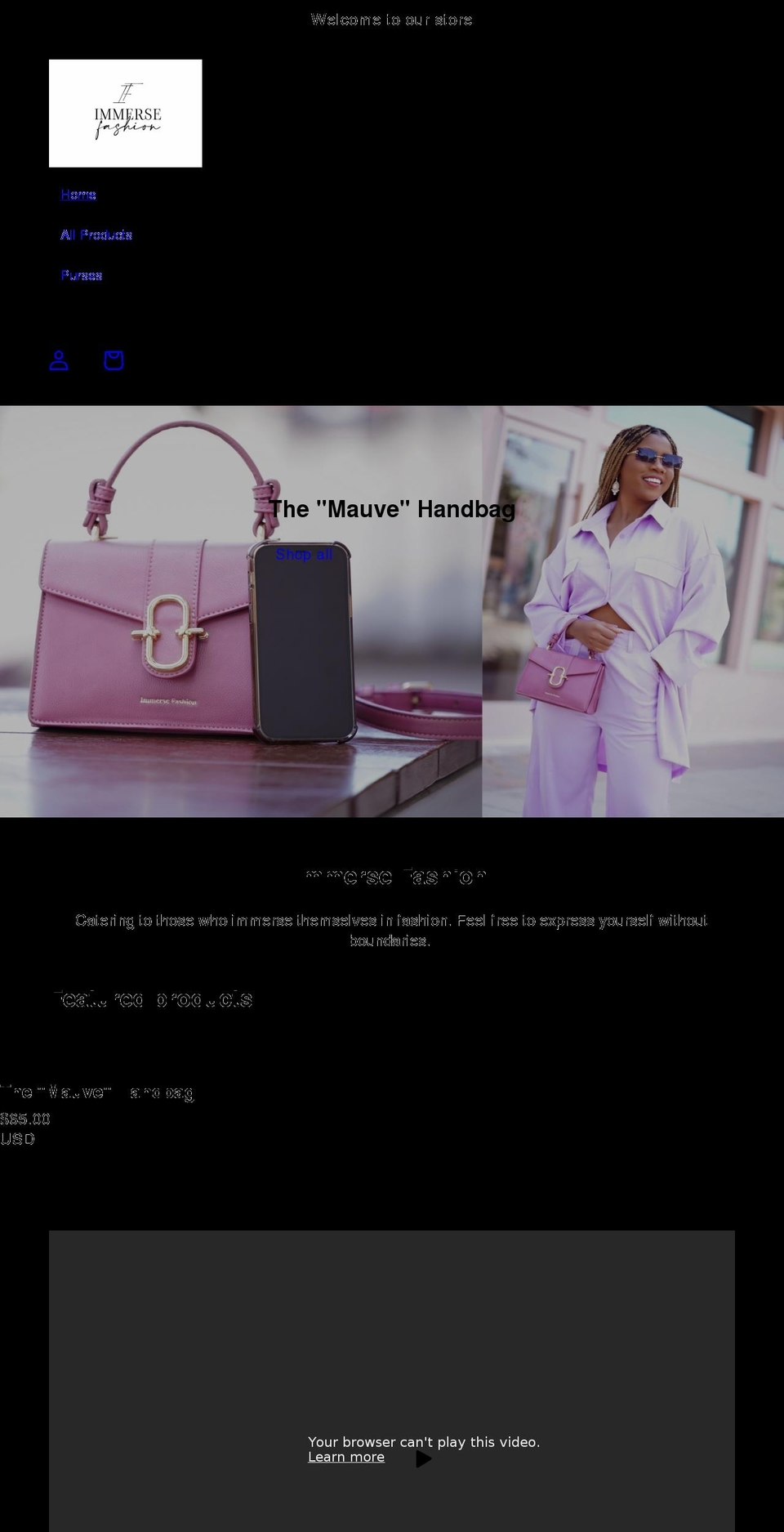 immersefashion.com shopify website screenshot
