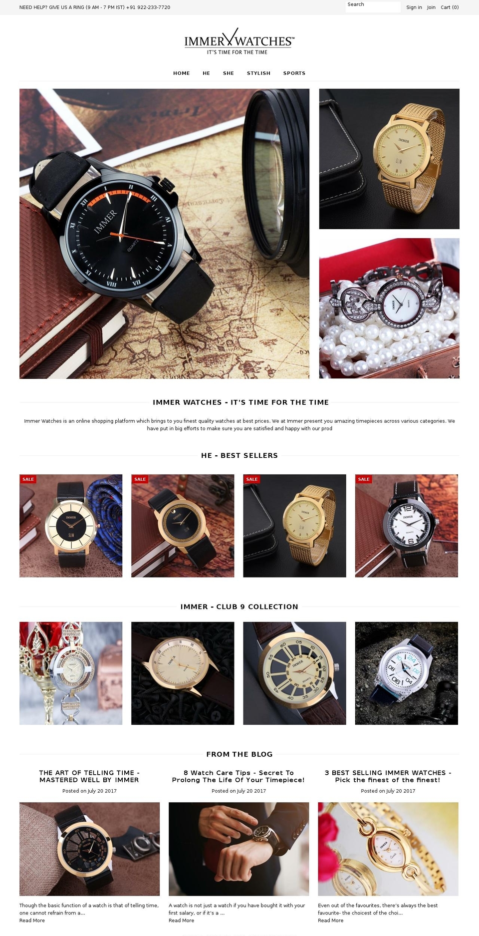 immerwatches.com shopify website screenshot