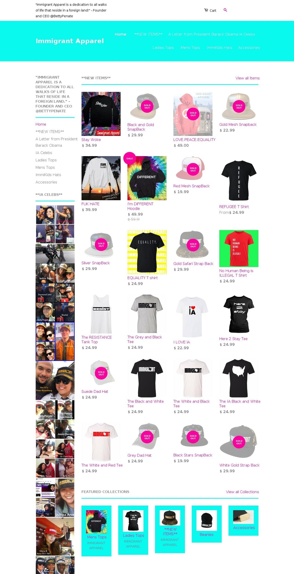 immigrantapparel.com shopify website screenshot